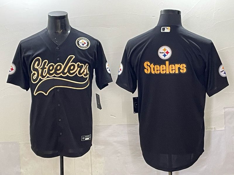 Men 2025 Nike Pittsburgh Steelers Blank Black Joint Name  Limited NFL Jersey style 048